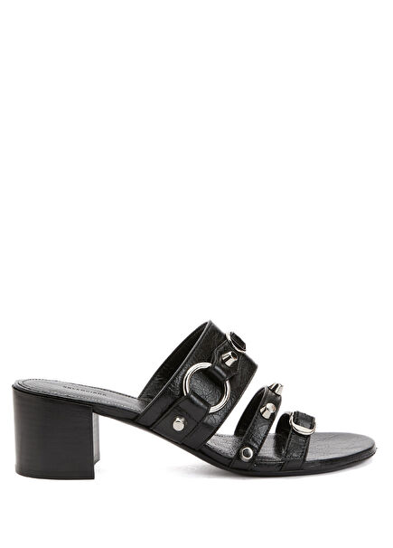 Siyah Kadın Deri Terlik