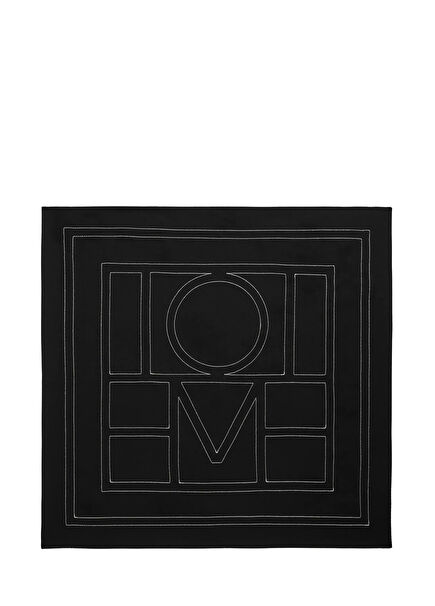 Siyah Monogram Kadın İpek Fular