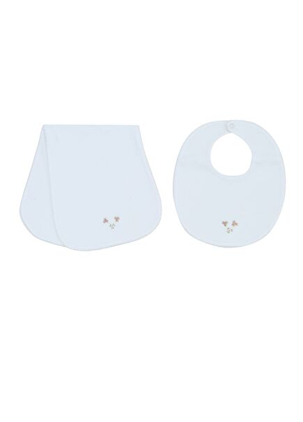 2li Beyaz Çiçek Nakışlı Kız Bebek Önlük Seti