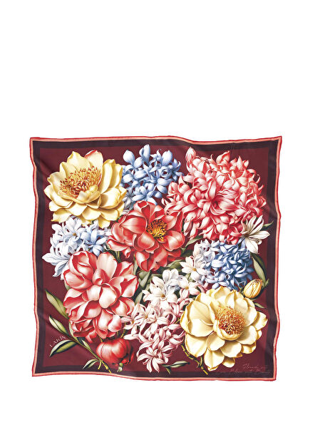 Seduction Bouquet Twill Silk Women's Scarf 65 cm
