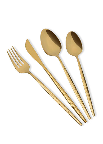 Shiny Gold Çelik 6 Kişilik 24 Parça Çatal Kaşık Bıçak Takımı