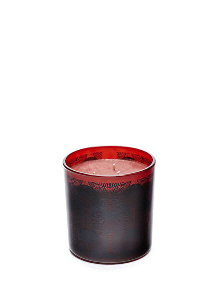 Ozwald Boateng Glass Red Patterned Scented Candle