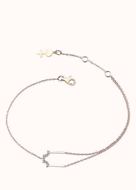 Draped Arch Pırlantalı Kadın Altın Bilezik