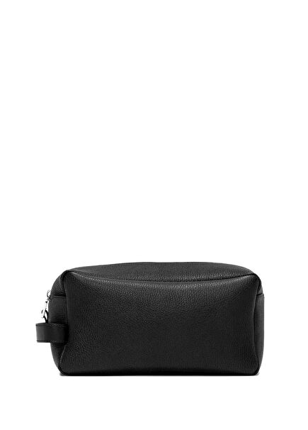 Black Leather Toiletry Bag