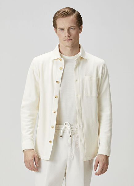 Kırık Beyaz Yün Dış Gömlek