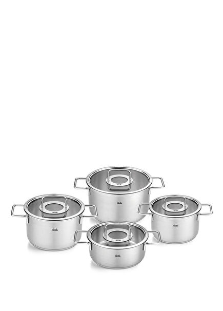 Pure Collection Cam Kapaklı Çelik 8 Parça Tencere Seti