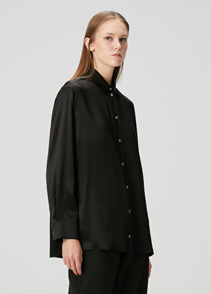 Sisilia Siyah İpek Saten Gömlek