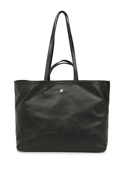 Black Women Leather Shopping Bag