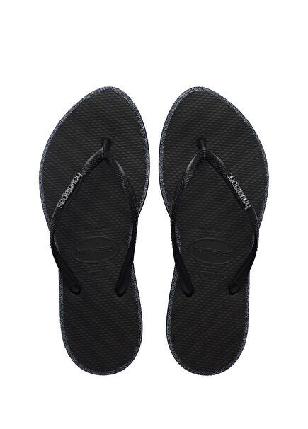 Slim Point Glitter Black Women's Beach Slippers