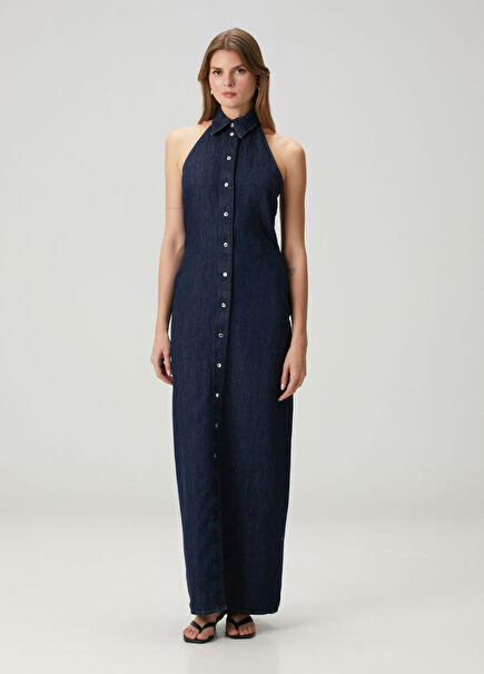 Dark Blue Maxi Denim Dress