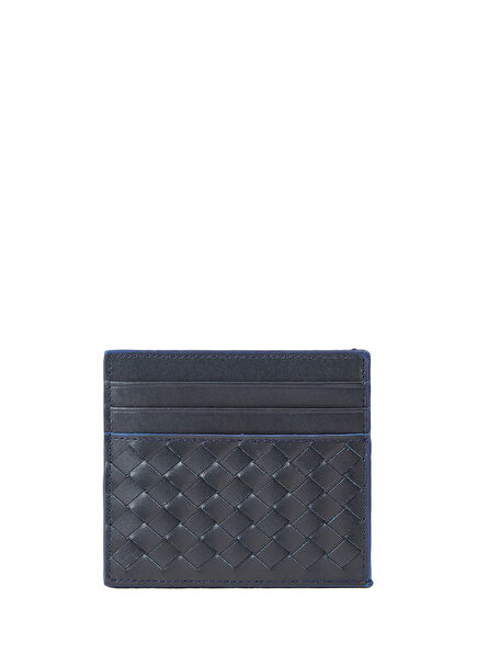 Navy Blue Men's Leather Card Holder
