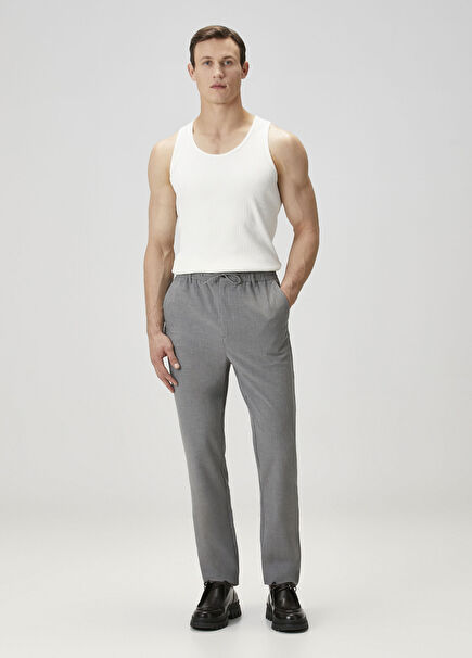 Como Tapered Gri Beli Kordonlu Pantolon