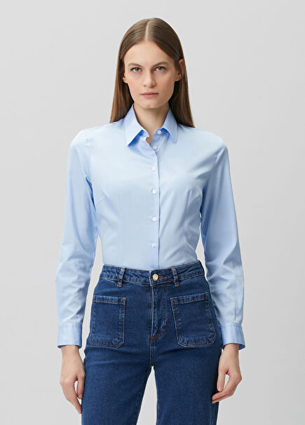 Slim Fit Mavi Klasik Gömlek