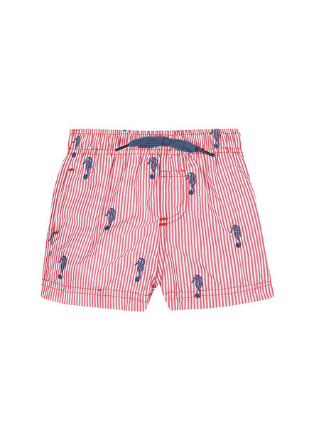 Red Striped Patterned Baby Boy Shorts Swimsuit