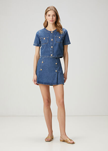 Blue Mini Denim Skirt