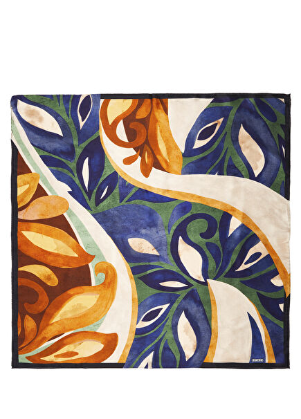 Blue Silk Satin Scarf