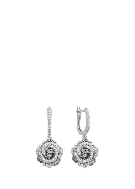 Rose Diamond Stone 14K Gold Women's Earrings