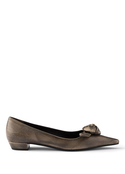 Dove Grey Leather Women's Ballet Flats