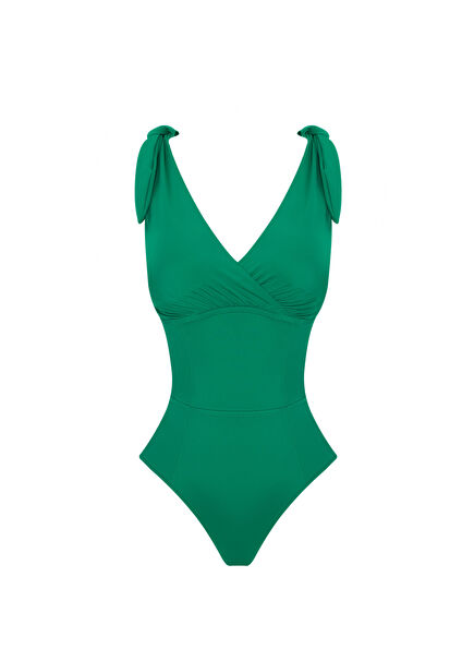 Eve Econyl V-Neck Bow-Tied Green Women's Swimsuit
