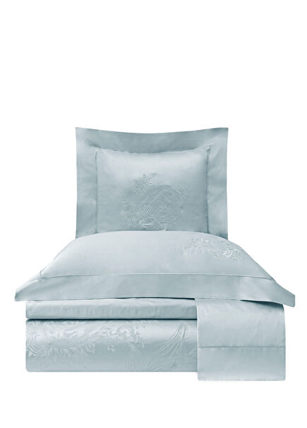 Martin Blue Cotton Jacquard Super King Size Duvet Cover Set 280 x 300 cm