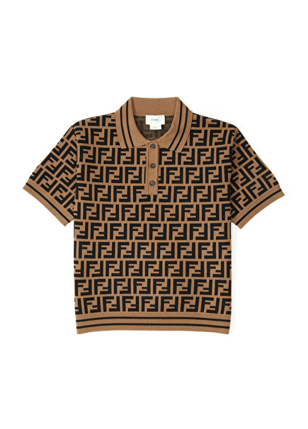Brown Logo Polo Neck Boys' T-Shirt