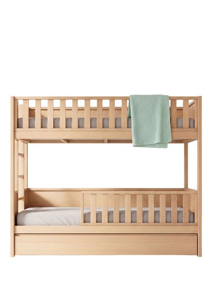 Natural Wooden Children's Bunk Bed with Puppy 100 x 200 cm