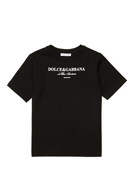 Siyah Logo Baskılı Erkek Çocuk T-shirt