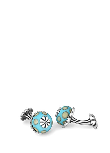 Glass Beads Silver Cufflink