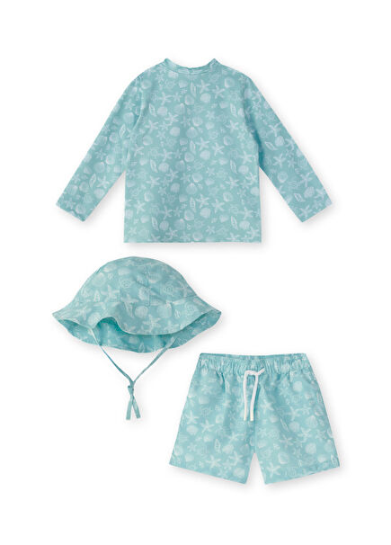 Turquoise UPF 40+ UV Protection Baby Boy Beach Set of 3