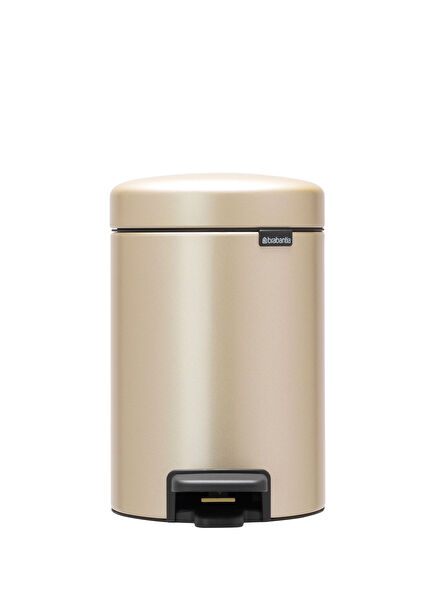 Newicon Metallic Gold Steel Pedal Bath Trash Can 3 Lt