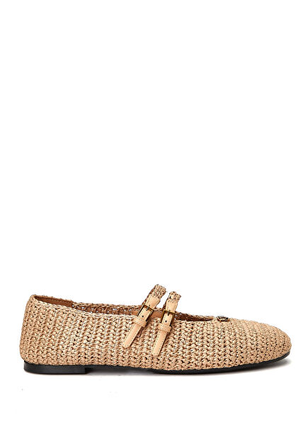Mary Jane Nude Raffia Ballet Flats
