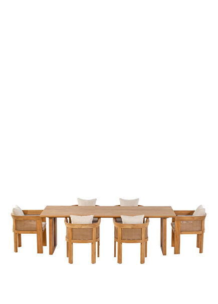 Braga Natural Tik Ağacı 6 Kişilik Bahçe Masa Takımı