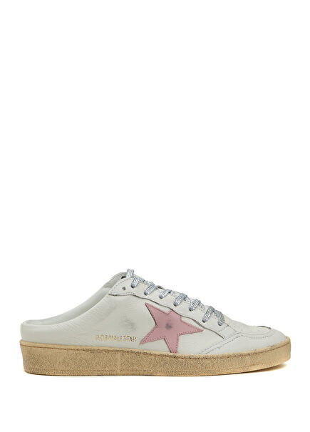 Ball Star Sabots Pembe Beyaz Kadın Deri Sneaker