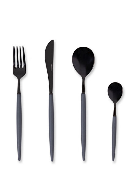 Rotti Gray Black 24 Piece Cutlery Set