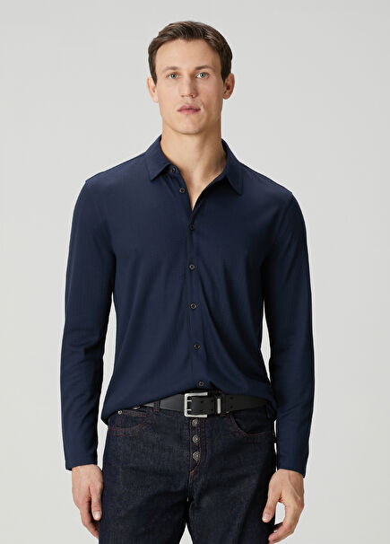 Regular Fit Lacivert Gömlek