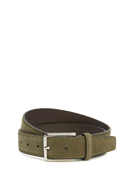 Khaki Men's Suede Belt