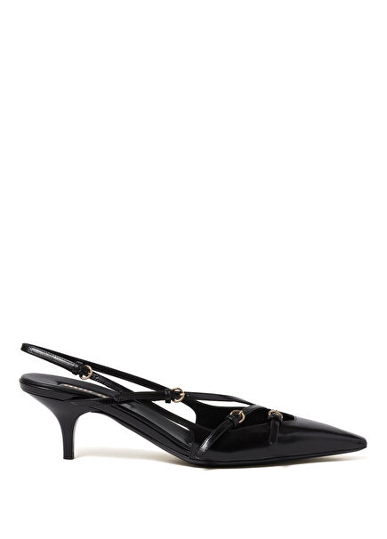 Shoe with Brushed Leather Buckle Back Strap