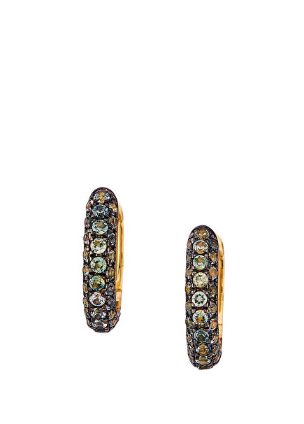 Bonbon Hoops Green Sapphires Kadın Altın Küpe