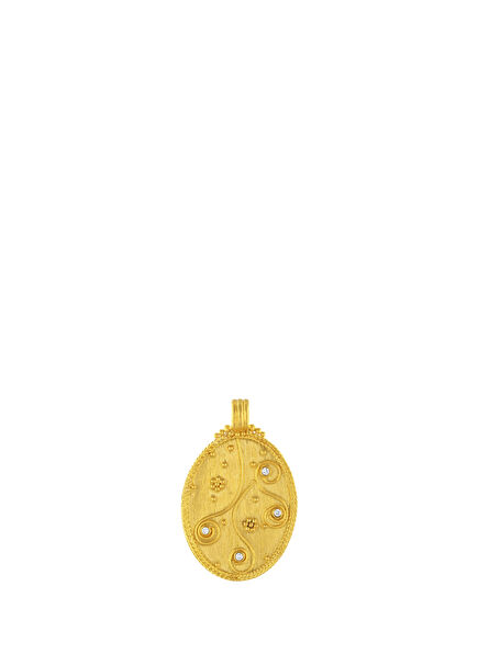 Handcrafted 24K Gold Women's Pendant with Diamonds