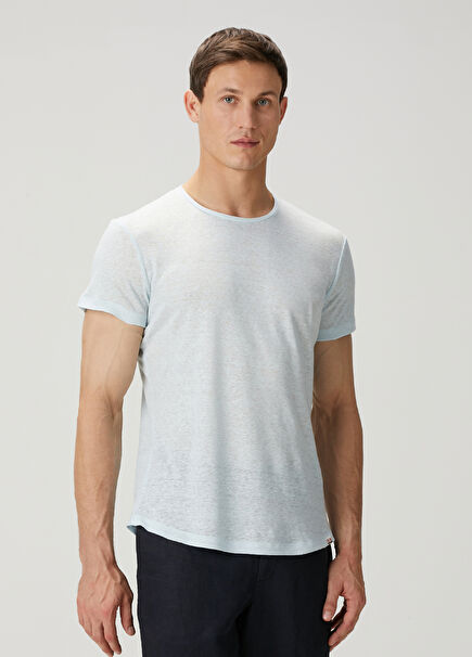 Tailored Fit Mavi Keten T-shirt