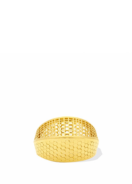 Honeycomb And Geometric Pattern Gold Ring