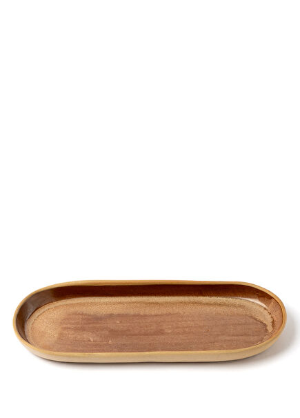 Mocha Kahverengi Stoneware Kayık Servis Tabağı 13 cm