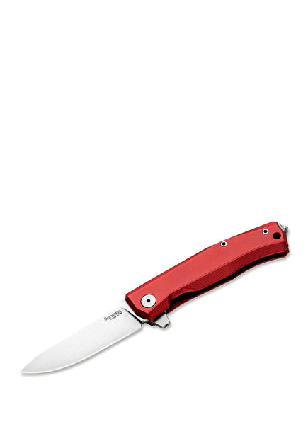 MT01A RS Myto Stone Washed M390 Blade Red Aluminum Handle Pocket Knife