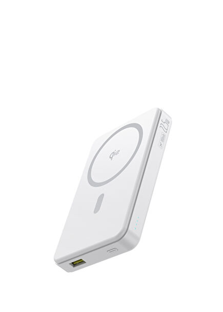 Airpow II Qi2 Beyaz Kablosuz + 22,5W USB-A + 20W PD USB-C 10000mAh MagSafe Powerbank 15W 