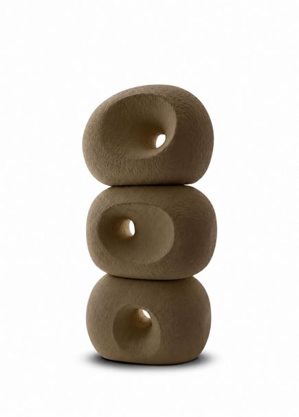 Three Times One Zen 05 Bej Seramik Döküm Heykel