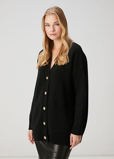 Black Wool Cardigan