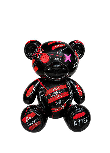 Pop Art Black Teddy Bear Sculpture