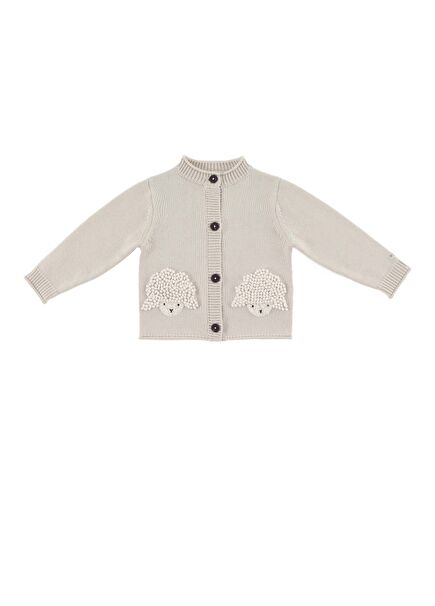 Dieck Bej Beyaz Çocuk Organik Pamuk Triko Hırka