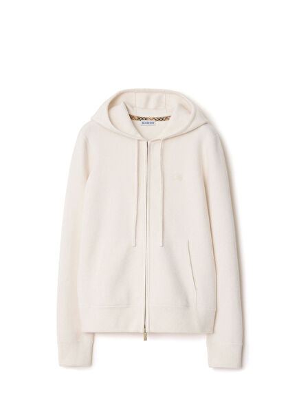 Cashmere Blend Zip White Cashmere Zippered Women's Sweatshirt