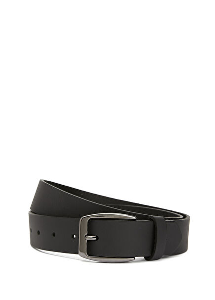 Black Men's Leather Belt